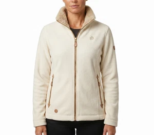 Veste d'hiver Zip-Up Femelles Sherpa Fur en Blanc/Beige (400gsm)
