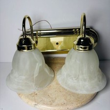 Kichler 2 Light Bath Fixture Gold Satin Etched Glass Retro