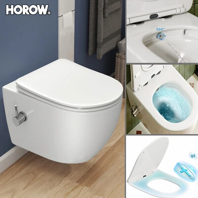 HOROW Dusch WC Spülrandloses Hänge WC mit Bidet Funktion Toilette mit Armatur