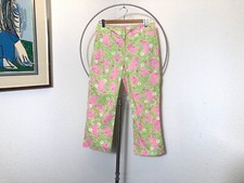 Lilly Pulitzer Women's Pants Vintage Elephant Print Pink Green Size 4