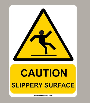 ACHTUNG RUTSCHIGE OBERFLÄCHE AUFKLEBER SCHILD GRÖSSE WÄHLBAR STANDARD/GLASAUFKLEBER