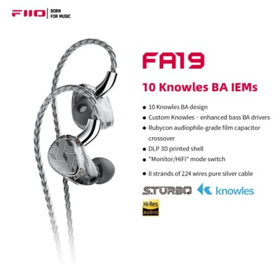 FiiO FA19 10 Knowles Balanced Armature In-Ear Earphone with MMCX Interchangeable
