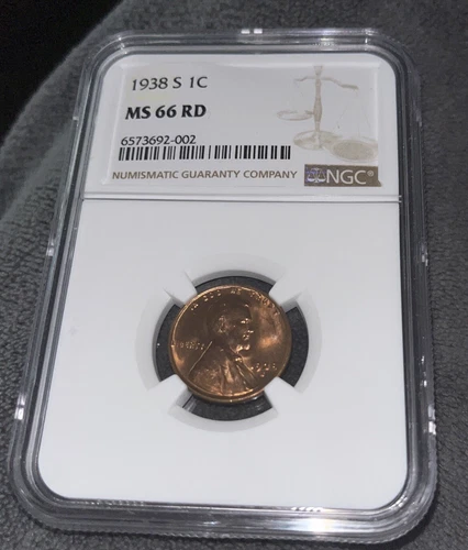 1938-S Lincoln Wheat Penny NGC MS-66 RD