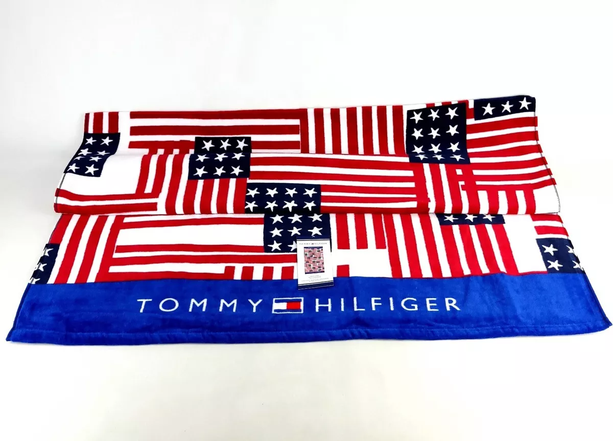 Tommy Hilfiger USA Flags Beach Towel (36 x 68) 100% Cotton 91 x 173 cm New