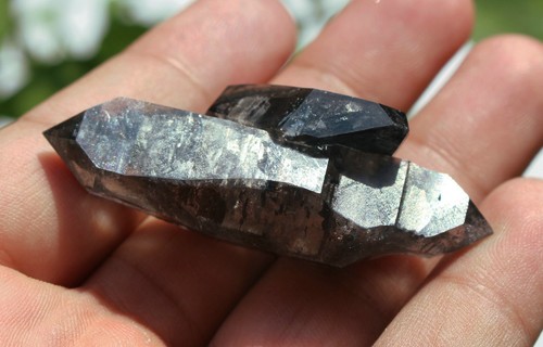 26.6g NATURAL BLACK Phantom skeletal QUARTZ Crystal Double End Specimen - Picture 8 of 12