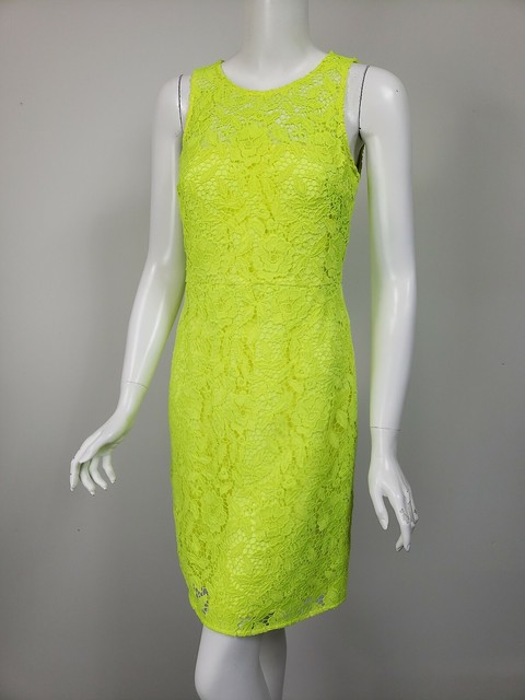 neon yellow lace dress