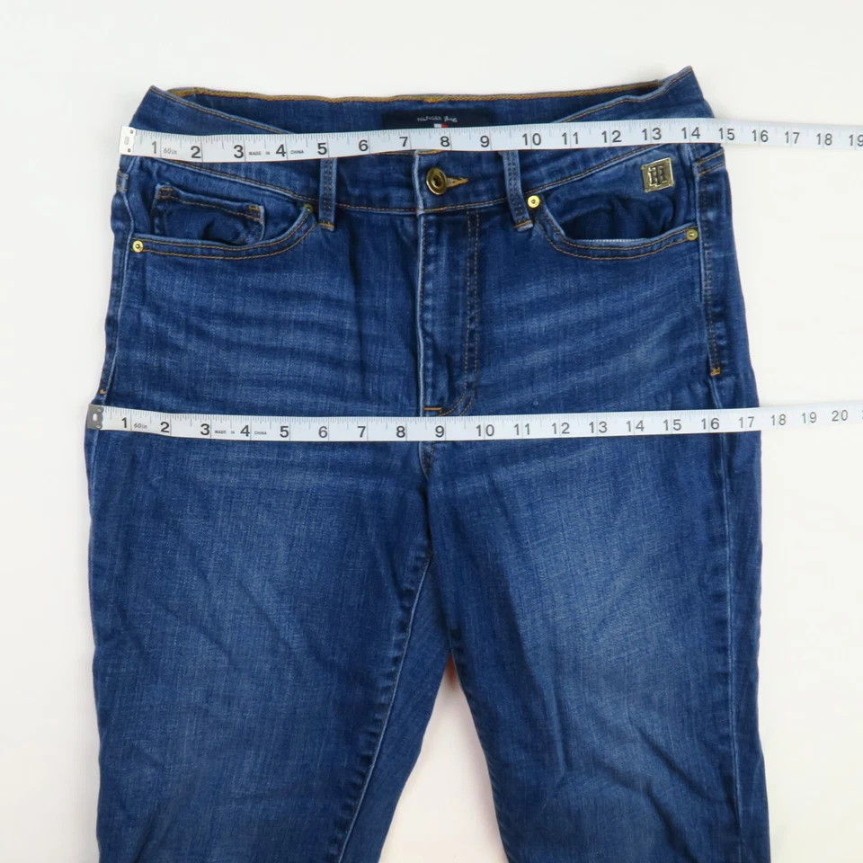 Jeans feminino Tommy Hilfiger Tribeca crop listra vermelha/branca/azul tamanho 6x22 praia - Imagem 4 de 4