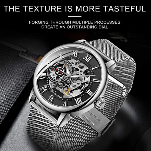 Skeleton Watch Men's Classic Roman Numeral Steampunk Mechanical Watch Hand-Wind - Picture 1 of 12