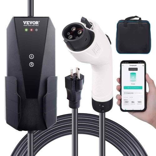 Level 1+2 EV Charger 16 Amp 120/240V Electric Vehicle Charger with 28 ft. Chargi