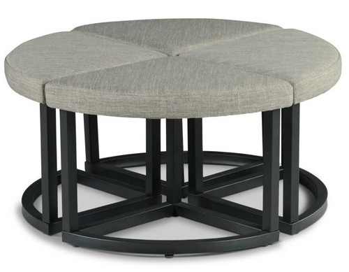 Steve Silver Yukon Metal Base Coffee Table with Stools In Walnut / Ebony Finish - Picture 8 of 9