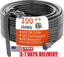 Indoor Outdoor Power Extension Cord Heavy Duty 10/15/20/25/40/50ft/100ft 13A 10A