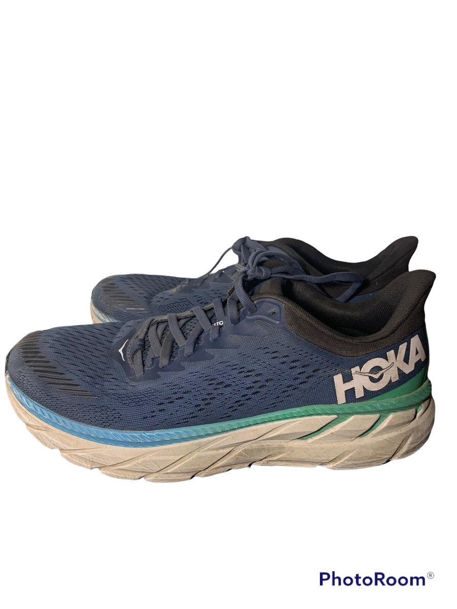 Hoka One Clifton Athletic Running Shoes Navy Blue Green Mens