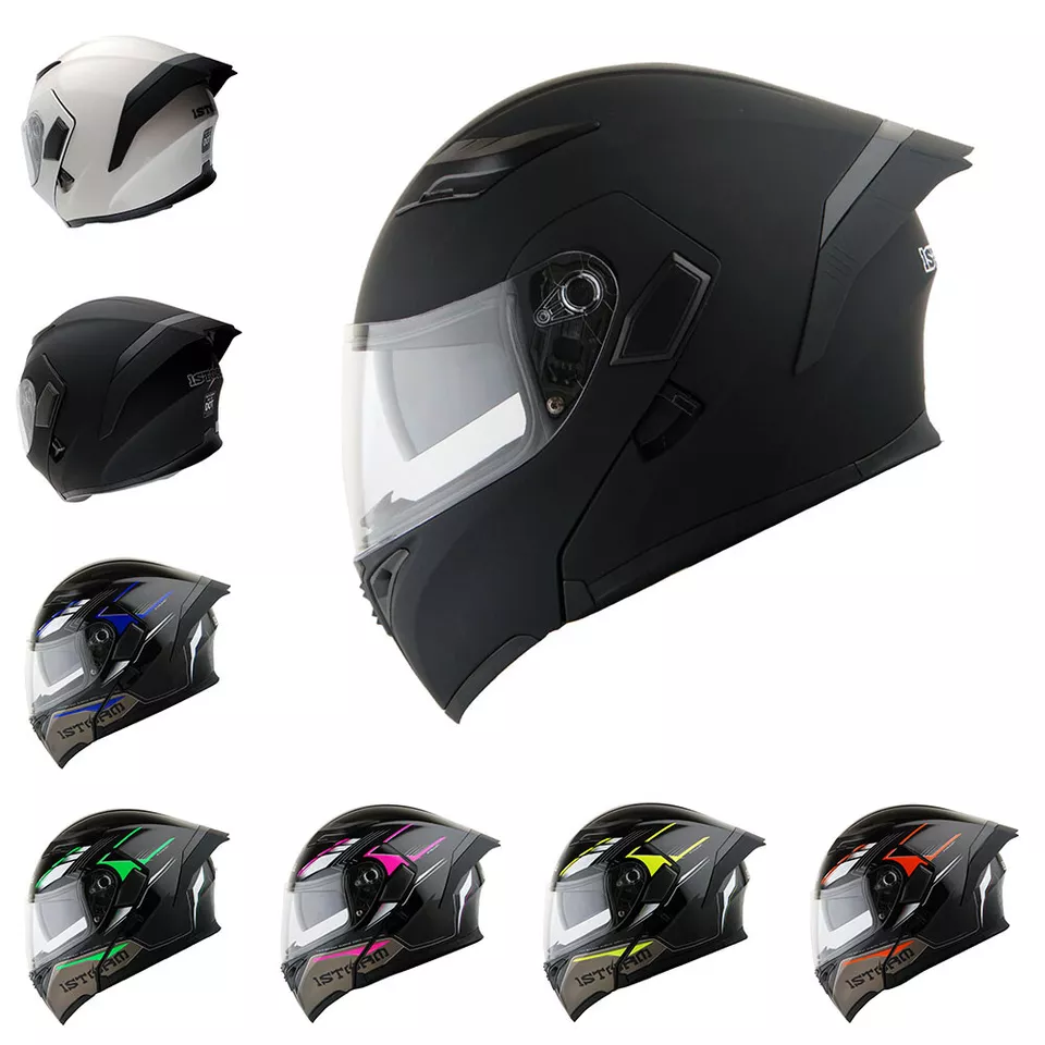1Storm Motorcycle  Full FaceHelmetStreet Bike Modular Flip up Dual Visor HB89CLS - Image 2 of 2