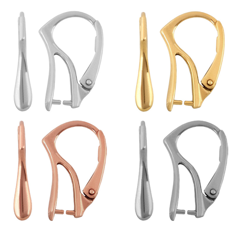 Sterling Silver Leverback Earring Hooks with Pinch Bail