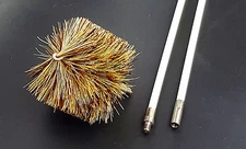 Pellet Stove 3" Vent Pipe Chimney Flue Cleaning Kit, 3" Fiber Brush + 12ft Rods