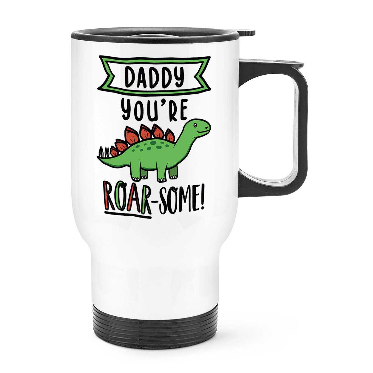 Daddy You're Roarsome Dinosaur Travel Mug Cup Handle Fathers Day Worlds Best