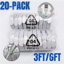 Lot of 20 USB Charger Cable 3/6Ft For iPhone 12 11 XR 8 7 6 Charging Data Cord