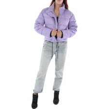 $168 Aqua Womens Quilted Crop Coat Puffer Jacket Outerwear, Lilac Matte, Medium