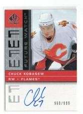 2002-03 SP Authentic Future Watch Autograph RC Chuck Kobasew /999 CALGARY FLAMES