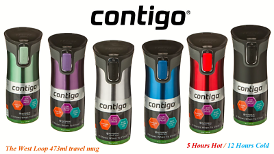 Contigo Thermos Autoseal Stainless Steel Insulated Flask Coffee Travel Mug  473ML | eBay