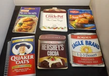 6 Spiral-bound Popular Bands Spiral Bound Cookbooks-Hersheys, Lipton, Quaker