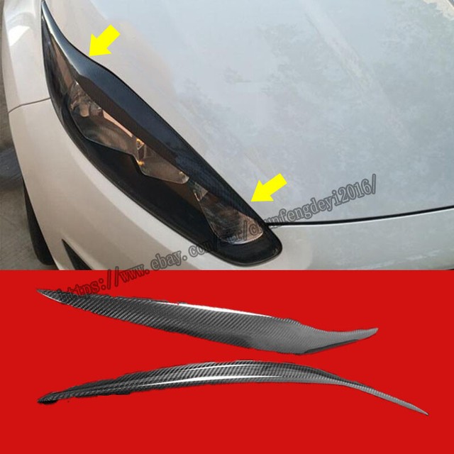 Real Carbon Fiber Eyebrows Eyelid Headlight Cover 2Pcs for Ford Fiesta