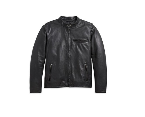 Racer Black Leather Jacket, 97001-21VM 