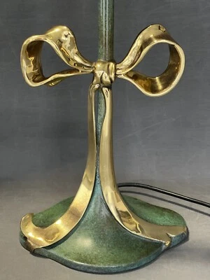 Valenti , brass and bronze table lamp , bow , circa 1970 , Spanish - Imagen 1 de 4
