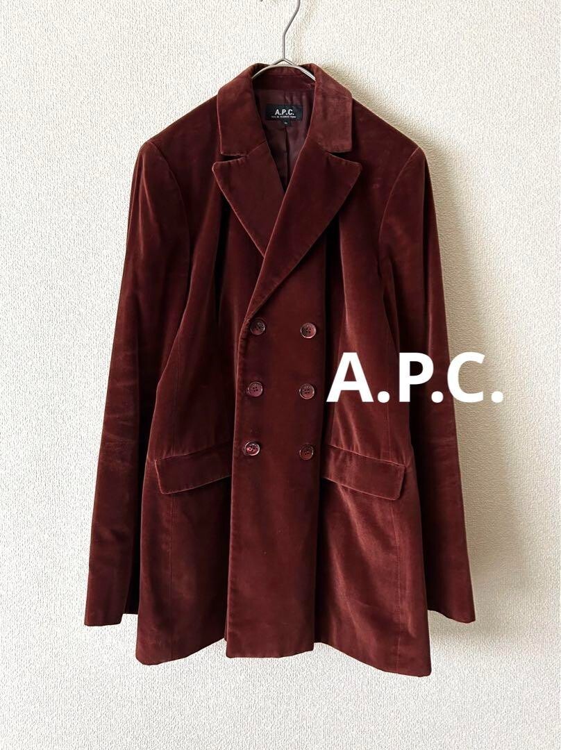 Rare✨APC Velvet Double Breasted Long Jacket Made in France