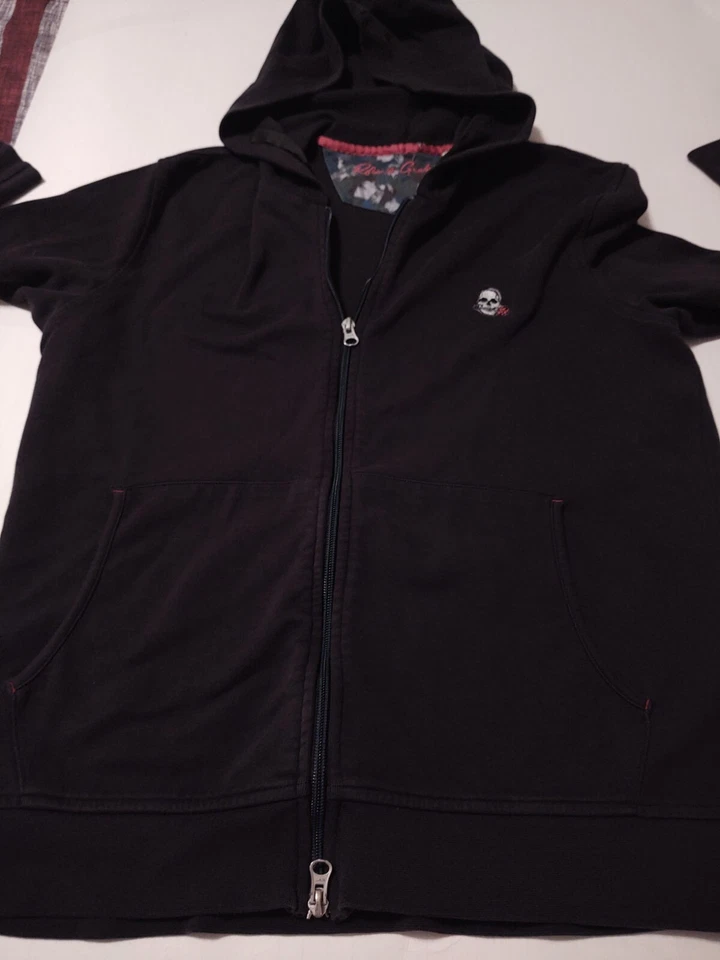 ROBERT GRAHAM Hombre Algodón/Poliéster (M) Negro Cremallera Completa SUDADERA CON CAPUCHA Bolsillos Foto 3 de 4