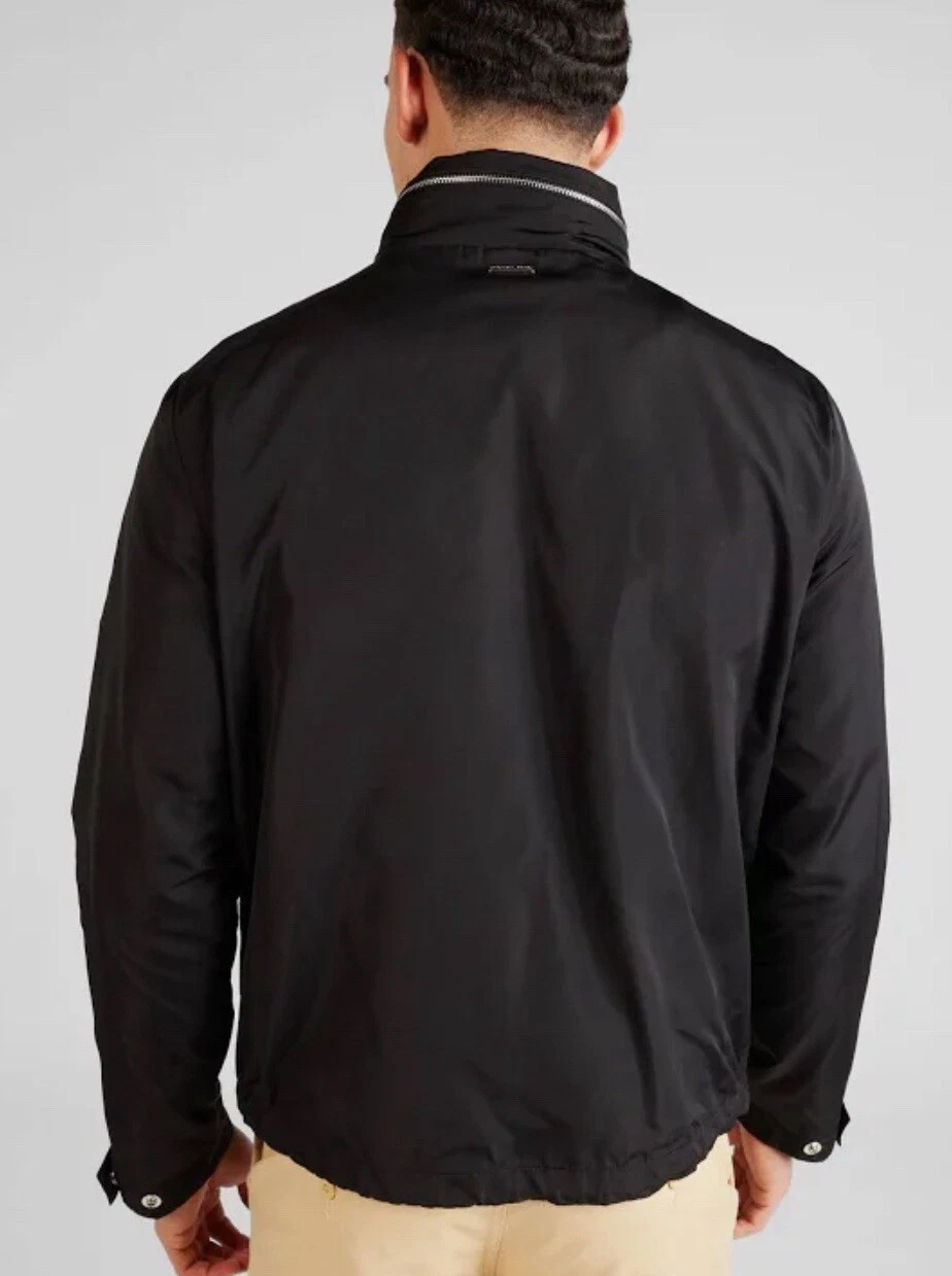 Giacca uomo Michael Kors XXL nera logo sforato cappuccio tasche zip foderata nuova con etichetta