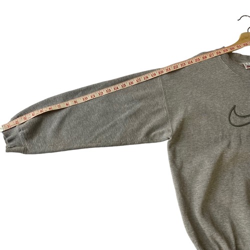 VTG 90's Nike Center Swoosh Spellout Distressed Sweatshirt Gray Tag Size Mens L - Picture 3 of 11