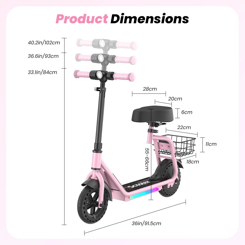 iK7 Elektroroller 2in1 250W 20km/h Kinder E-Scooter mit abnehmbarem Sitz & Korb - Bild 14 von 23