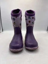Bogs Purple Kids Boots with Fun Print, Sz 10 Youth