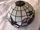 Vintage Tiffany Style Stained Glass Floral Lamp Shade Hummingbirds 12” Diameter