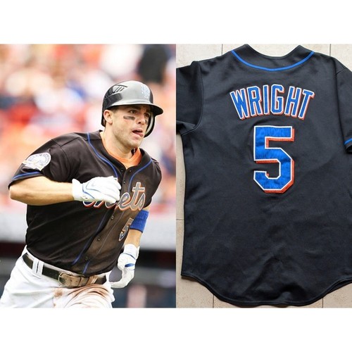David WRIGHT #5 New York Mets 2000s Majestic jersey M black MLB baseball vtg