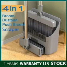 4 in 1 Broom and Dustpan Set Lightweight Upright Lobby Broom and Dust Pan Combo