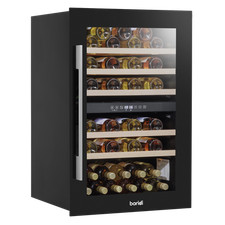 Built-In Wine Cooler Fridge, 57 Bottle, Dual Zone, Wood Shelves, Black DH118 B