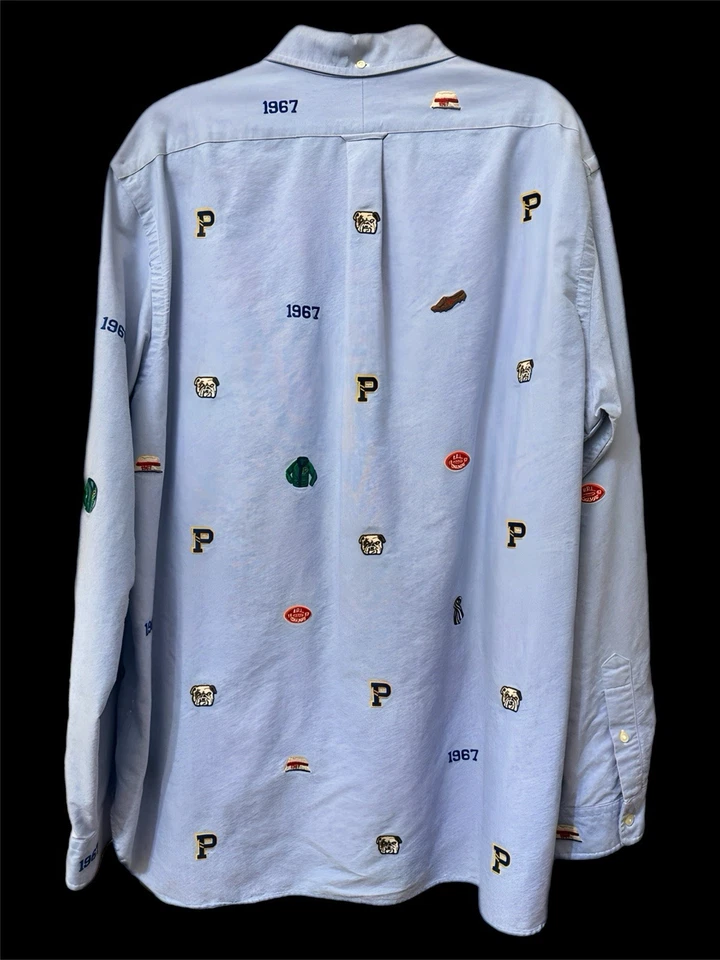 Polo Ralph Lauren Mens Blue Chambray Embroidered Varsity Oxford Shirt, Size XXL - Image 2 of 3