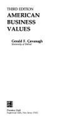 American Business Values Paperback Gerald F. Cavanagh