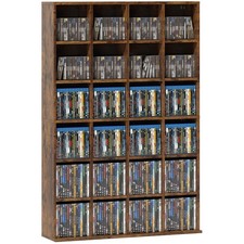 HOMCOM DVD CD Media Storage Rack, Video Display Unit, Rustic Brown