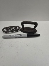 Antique Mini Sad Iron And Trivet Set 3"