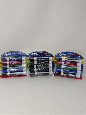 EXPO Black Chisel Tip Dry Erase Markers Lot New