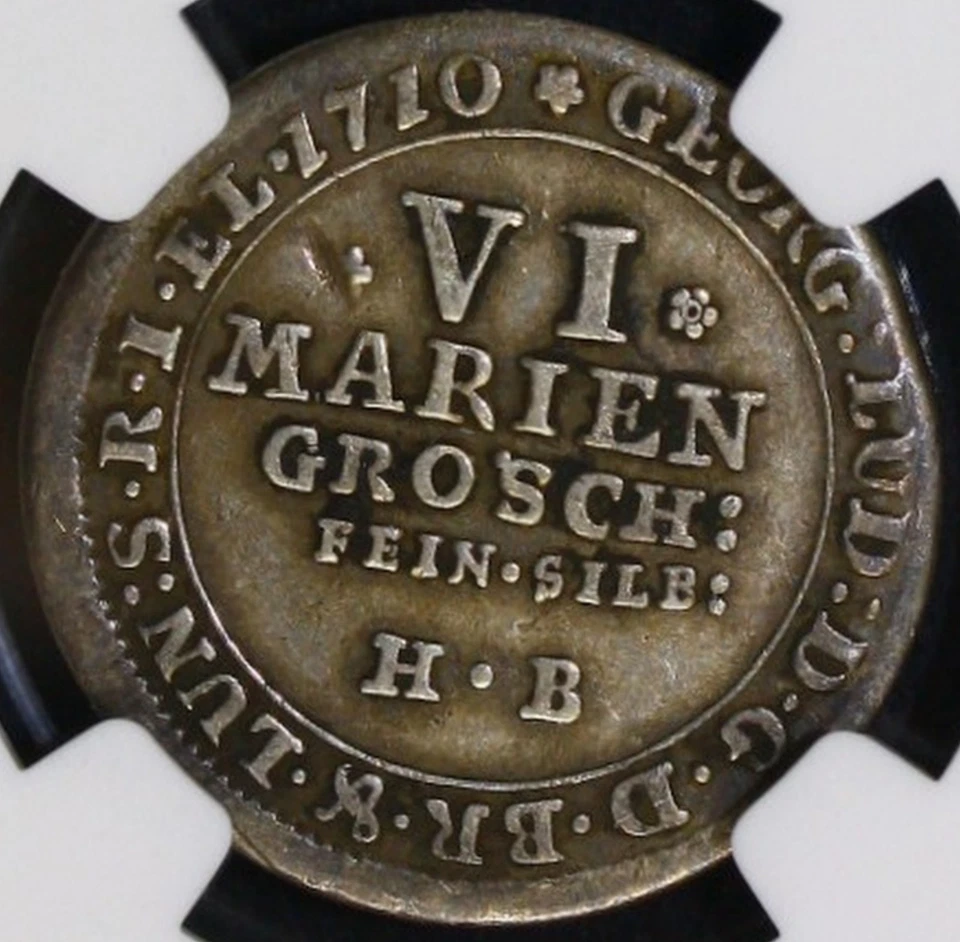 1710 HB GERMANY 6 MG BRUNS-LUNE-CALEN-HANN NGC VF25 - Image 2 of 4