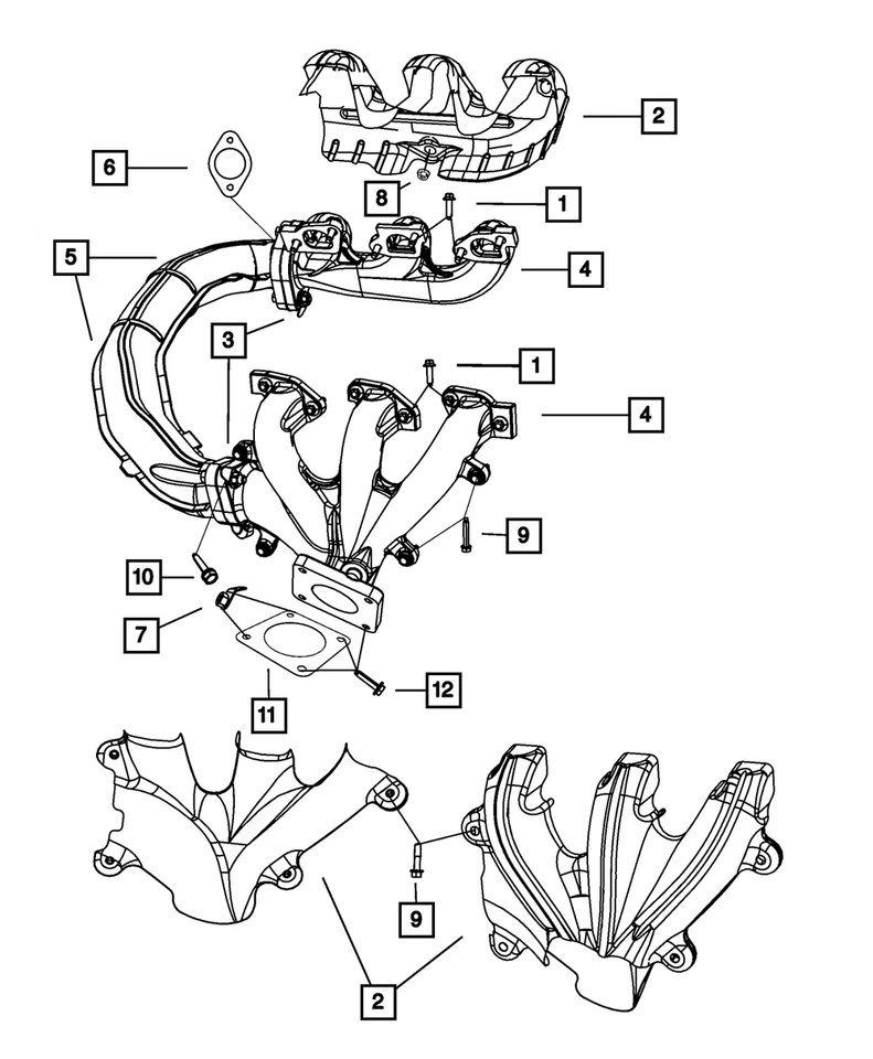 Colector de escape trasero derecho Mopar original 4666084AC Foto 4 de 4