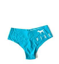 Victoria's Secret PINK No-Show Cheekster Panty Turquoise w Graphic