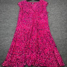 Chaps Women's Pink Abstract Print V Neck Sleeveless Knee Length Dress Size XL