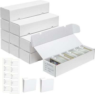 Trading Card Storage Box | 10 Pack   1100 Count Bulk Card Storage Box | with Div