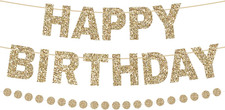 Happy Birthday Banner Pre-Strung Glitter Birthday Party Decorations