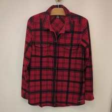 Eddie Bauer Women's M Fleece Button-Up Shirt Shacket Jacket Buffalo Plaid